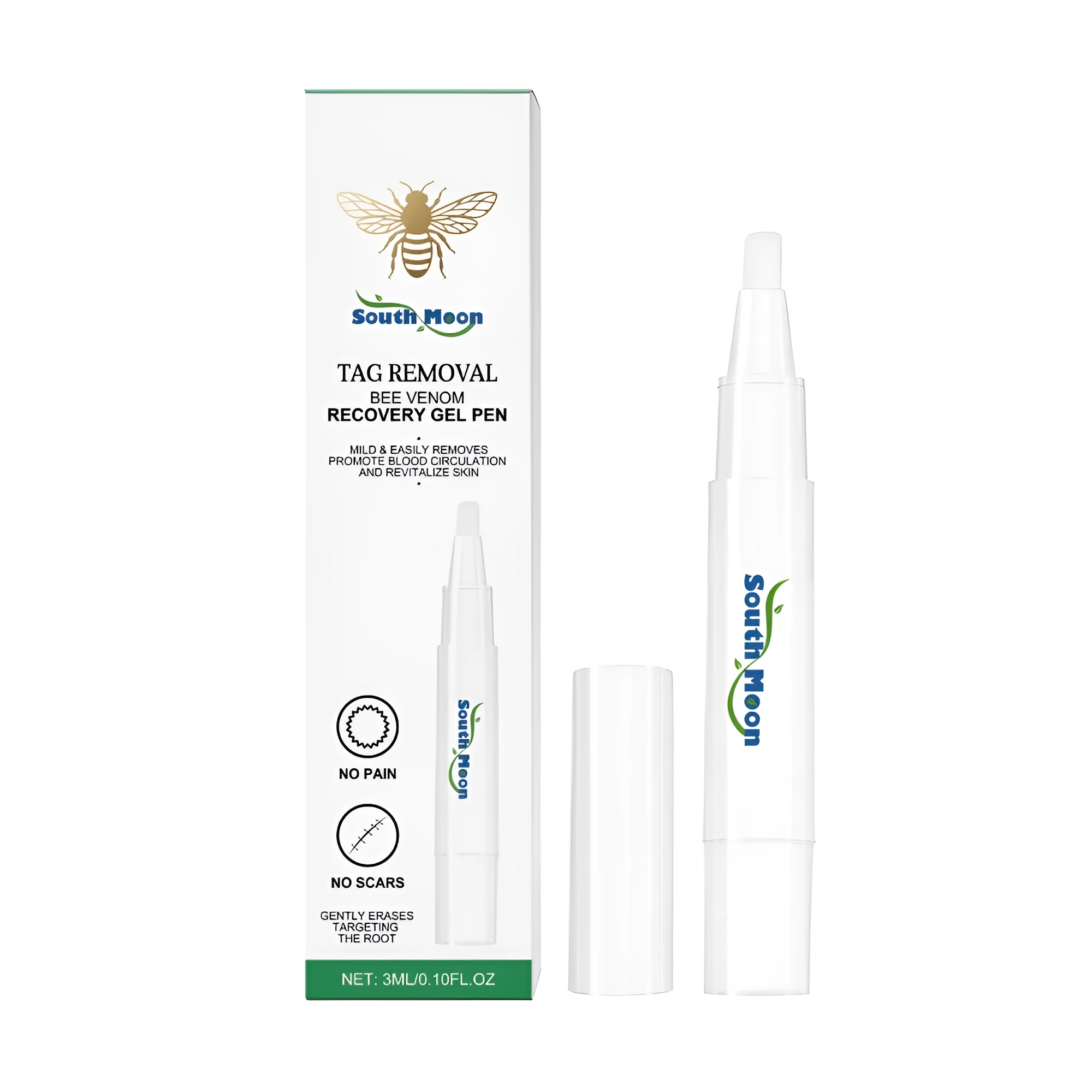 Recovery gel pen with 3ml capacity, featuring bamboo vinegar bee venom and mint leaves active ingredients