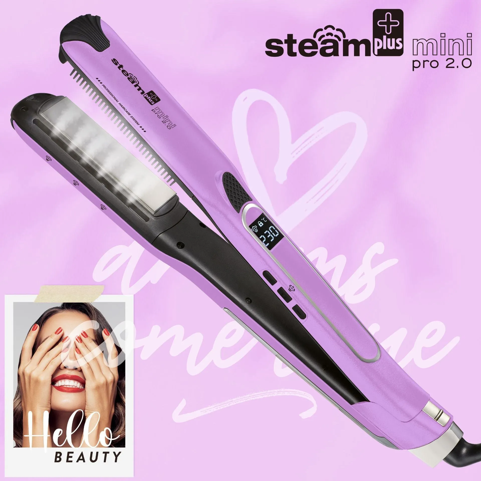 Mini steam splint spray hair straightener in champagne, purple or rose red colours