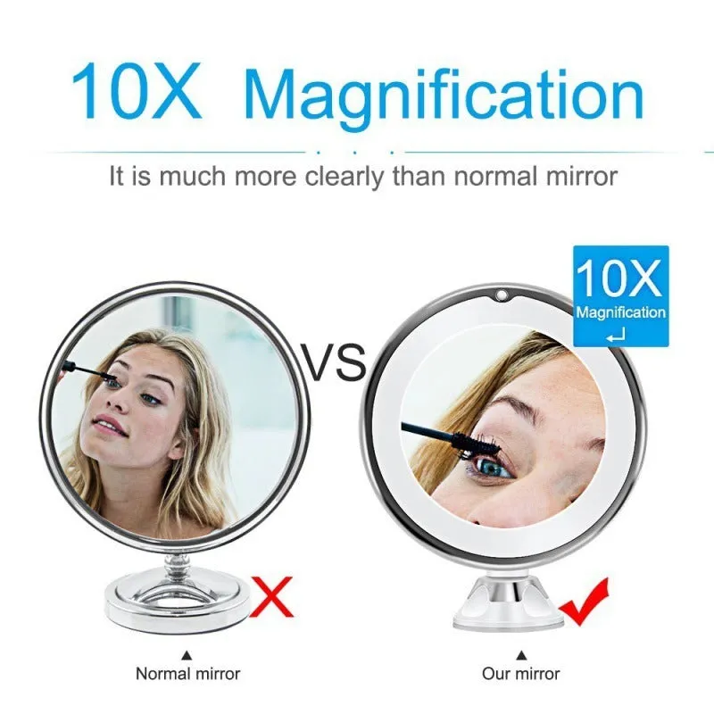 White LED make-up mirror with bright supplement light, 17.5 x 21 cm, plastic body, battery operated