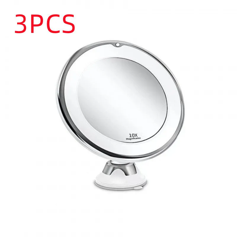 White LED make-up mirror with bright supplement light, 17.5 x 21 cm, plastic body, battery operated