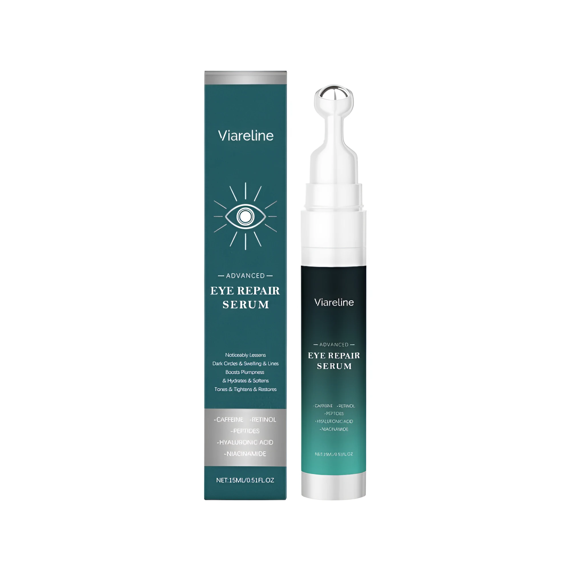 15ml eye repair serum with retinol caffeine peptides hyaluronic acid and niacinamide in a small bottle