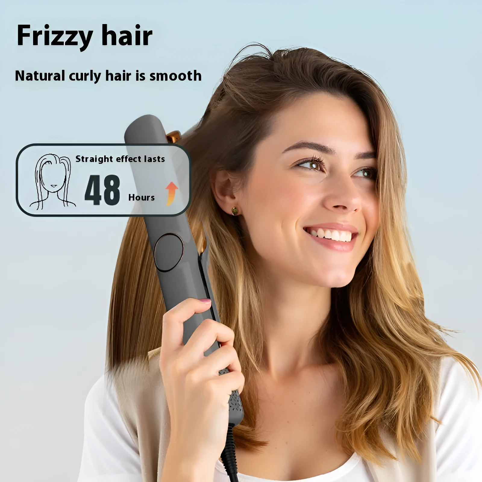Cold air shaping hair straightener quick-heating temperature control gray with EU plug