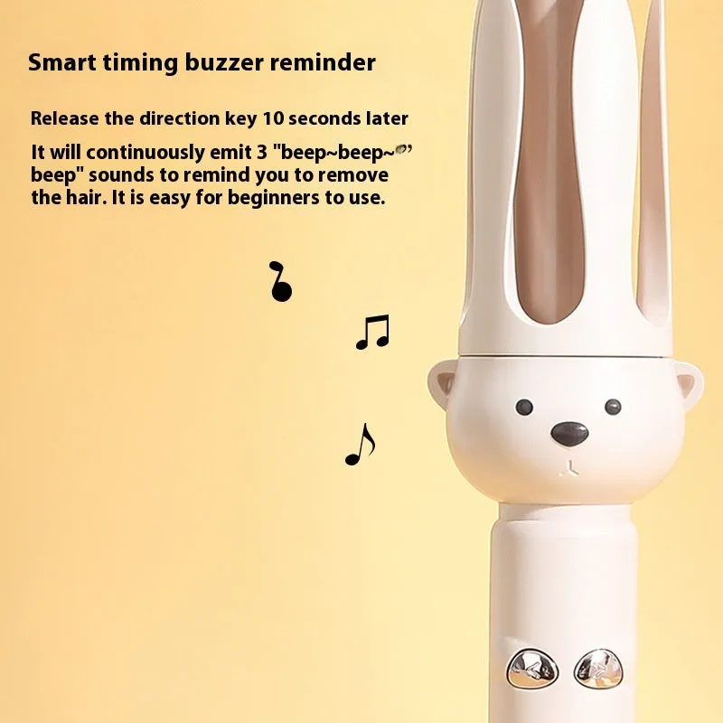 Beige coloured automatic hair curler with anion technology and wired power cord for curly hair styling