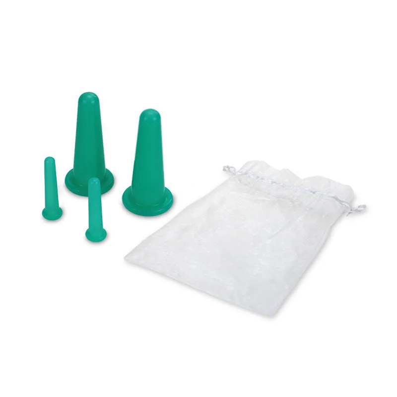 Silicone cupping device 4-piece set with yarn bag for face eye beauty skin care lifting and body shaping