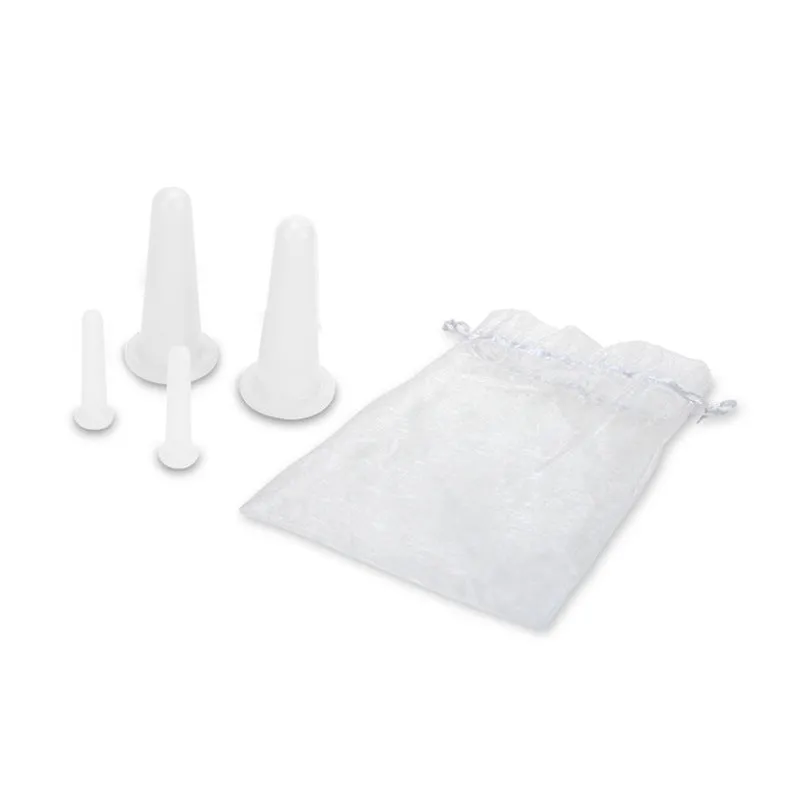 Silicone cupping device 4-piece set with yarn bag for face eye beauty skin care lifting and body shaping