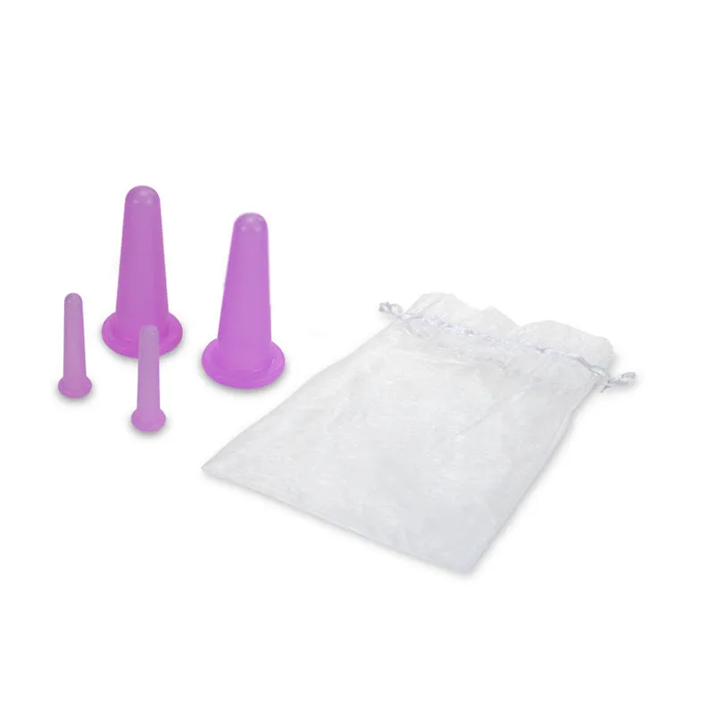 Silicone cupping device 4-piece set with yarn bag for face eye beauty skin care lifting and body shaping