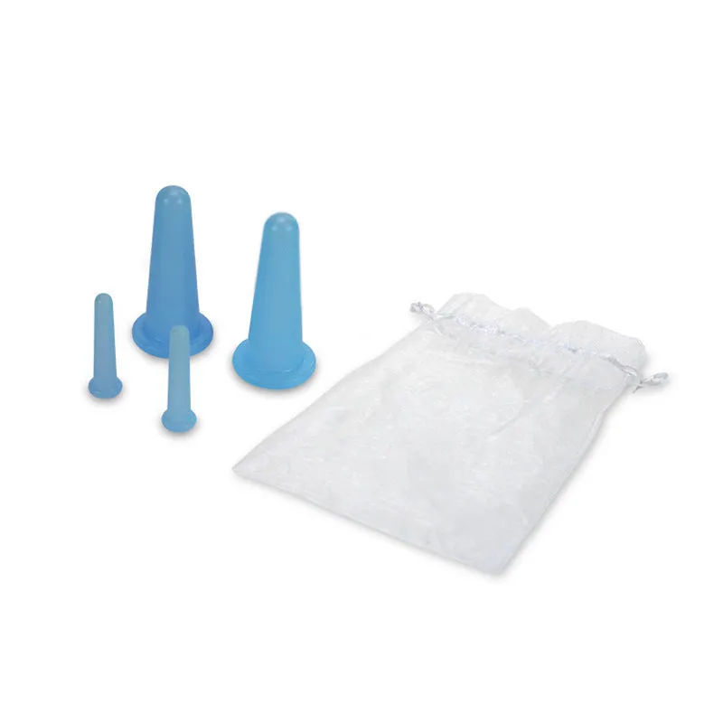 Silicone cupping device 4-piece set with yarn bag for face eye beauty skin care lifting and body shaping