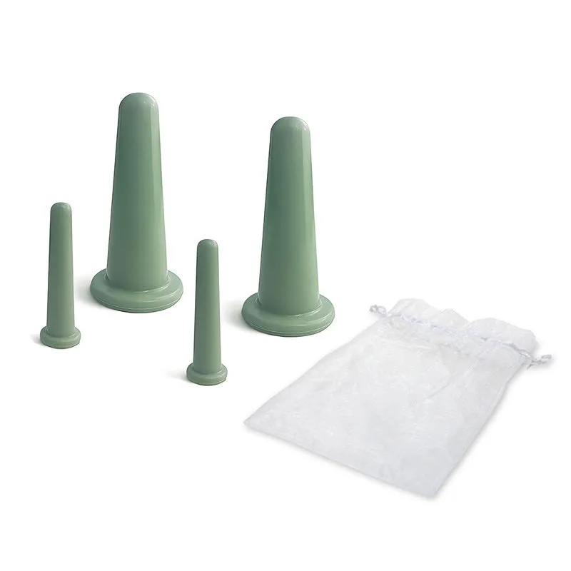 Silicone cupping device 4-piece set with yarn bag for face eye beauty skin care lifting and body shaping