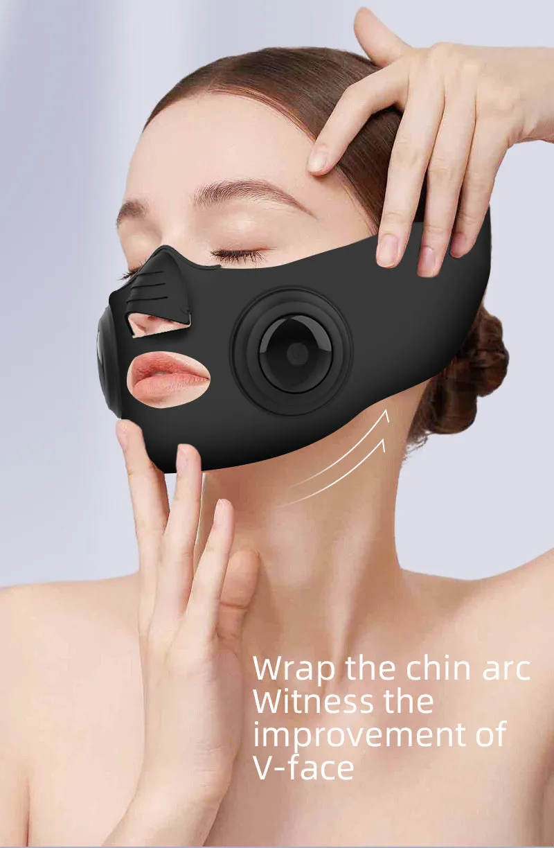 Black photon beauty mask device with USB connection for home facial rejuvenation treatments