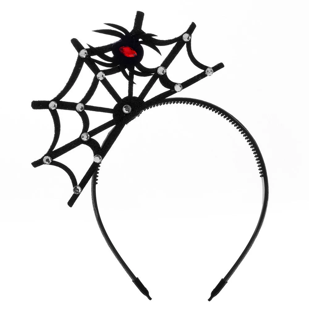 Lace spider web hair-hoop headband in dark style with pumpkin skull design for Halloween ghost festival