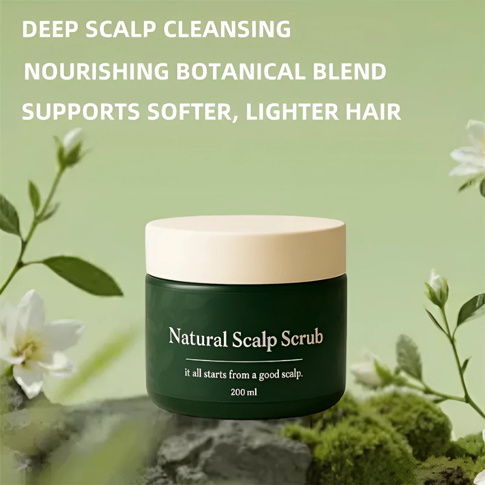 Scalp scrub 200ml bottle for gentle exfoliating pre-shampoo treatment suitable for all skin types
