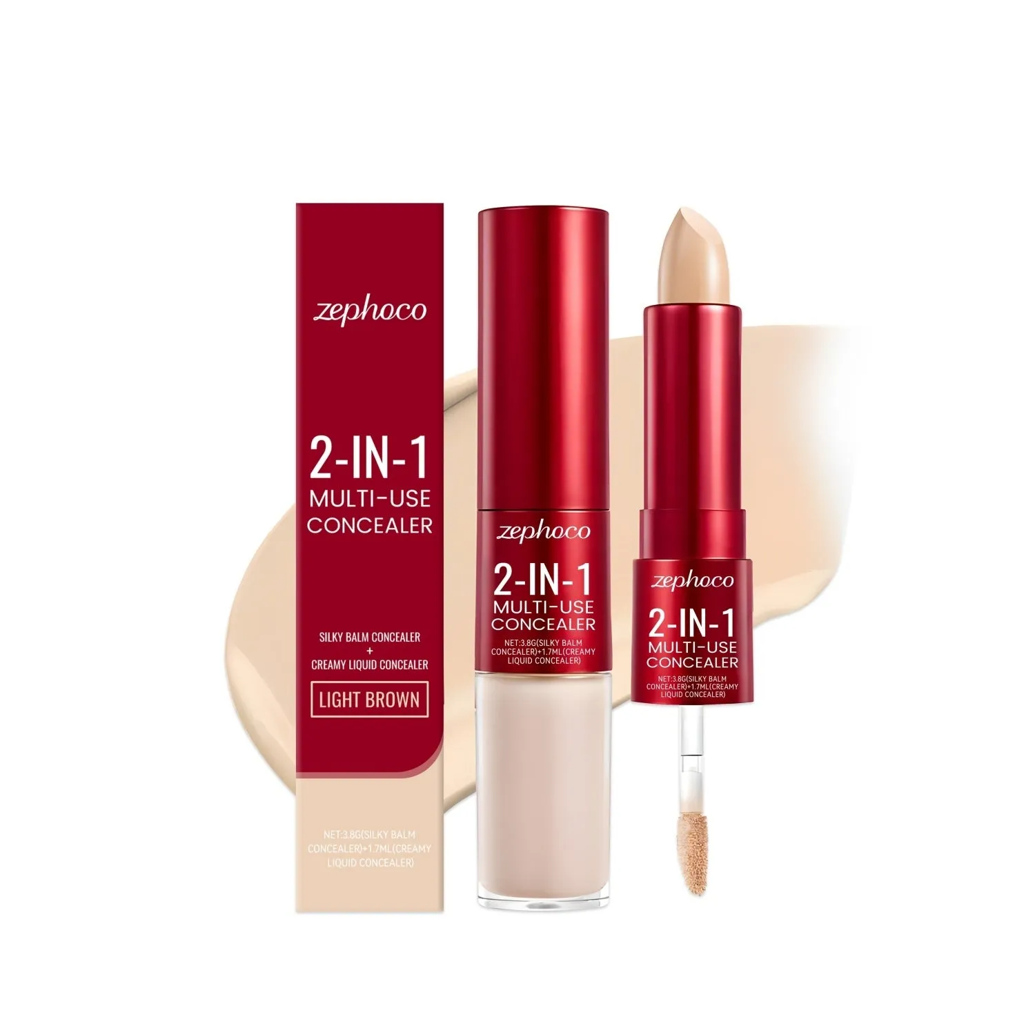 Long Lasting Moisturizing Concealer Set with creamy liquid and silky balm in brown shades