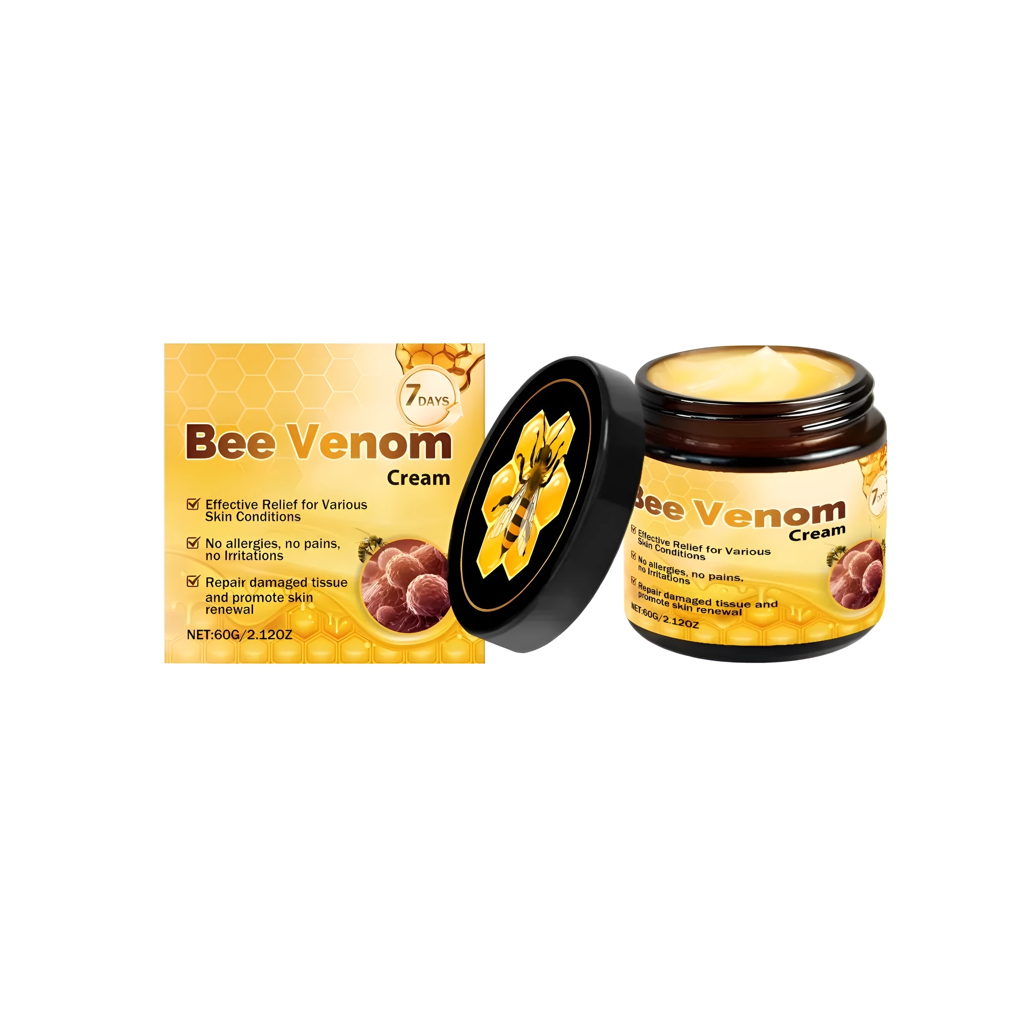 Skin Soothing Cream 60g tube with bee venom, mint, tea tree oil and arnica ingredients
