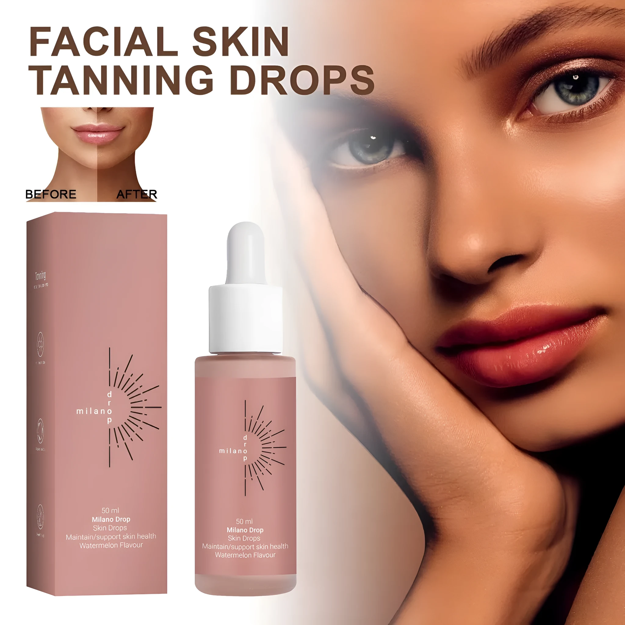 Tanning face serum 50ml bottle blackening agent for bed and outdoor use universal skin type