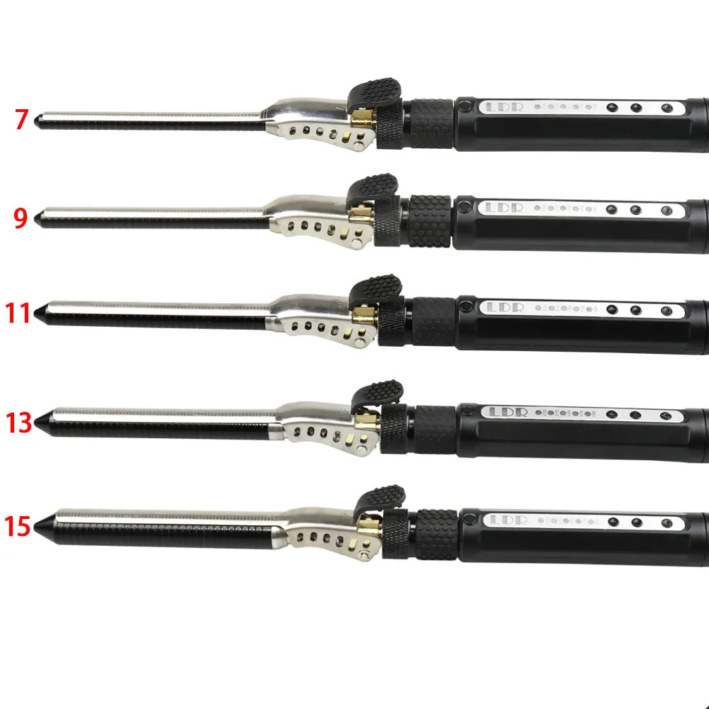 Small black 7mm rotatable clip hair curler with wired power cord