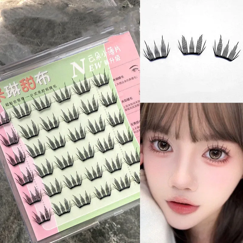 Milin Sweet Cloth glue-free split false eyelashes 12mm artificial fibre set of 6 rows self-adhesive strips