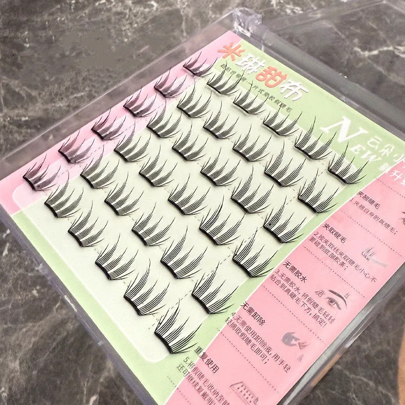 Milin Sweet Cloth glue-free split false eyelashes 12mm artificial fibre set of 6 rows self-adhesive strips