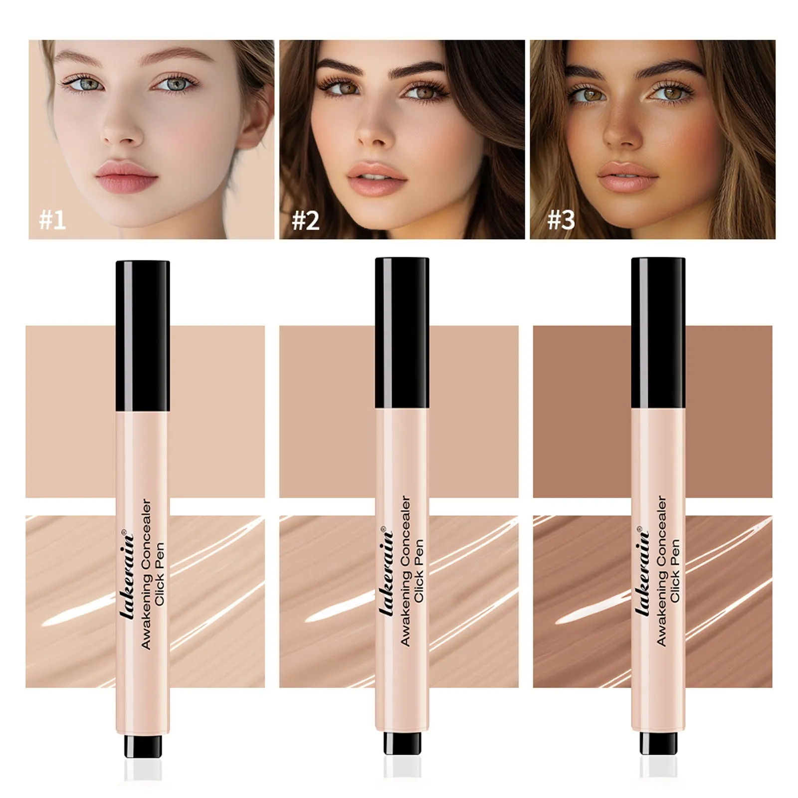 Brightening concealer pen in 18g with moisturising formula, available in three shades: Ivory Glow, Warm Beige, Rich Chestnut