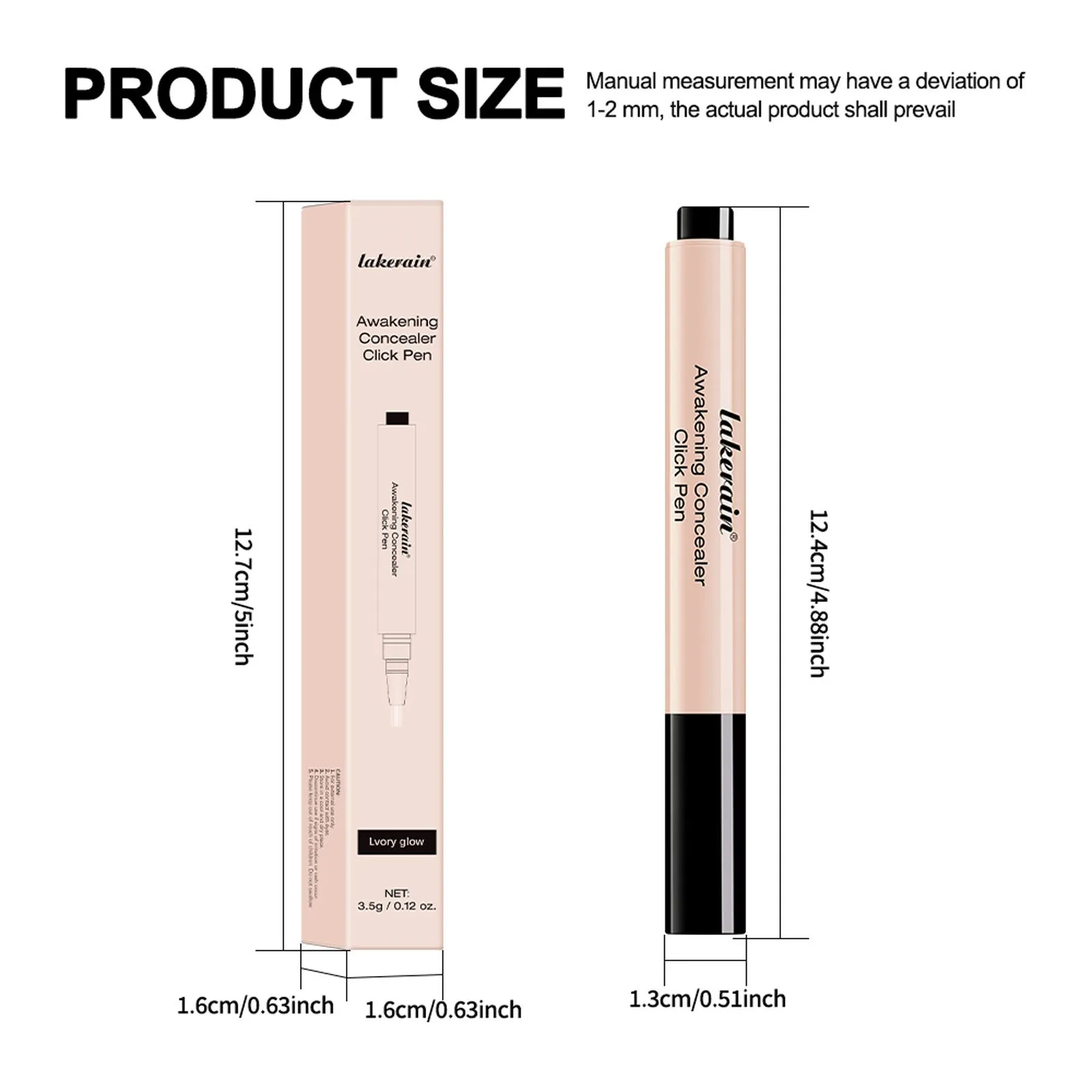 Brightening concealer pen in 18g with moisturising formula, available in three shades: Ivory Glow, Warm Beige, Rich Chestnut