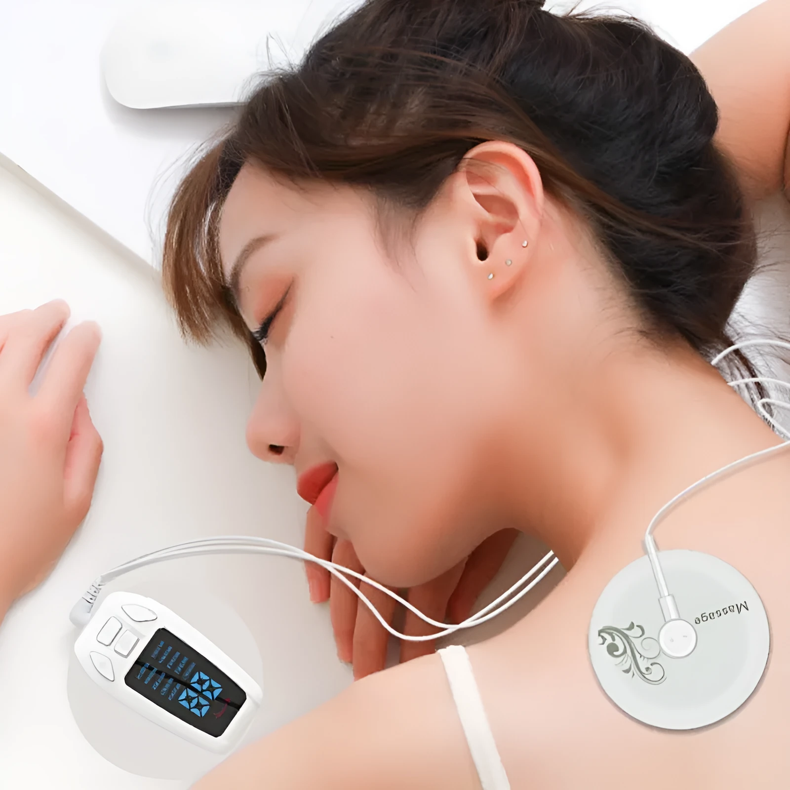 White plastic household pulse meridian physiotherapy apparatus with USB charging and 1 drag 2 specification