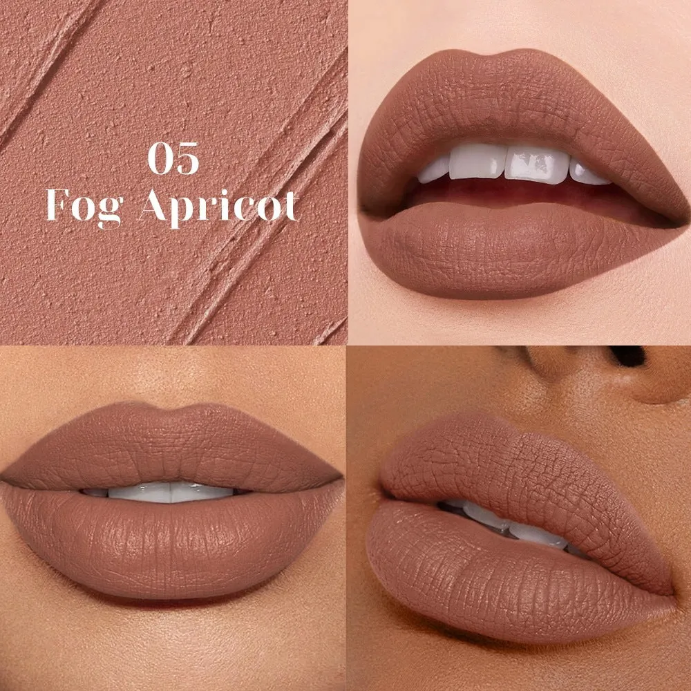 Matte nude lip mud lipstick in 10 waterproof nude colours with non-stick cup formula, 3.5g standard tube