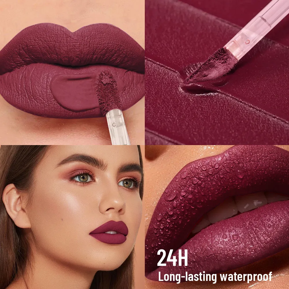 Matte nude lip mud lipstick in 10 waterproof nude colours with non-stick cup formula, 3.5g standard tube