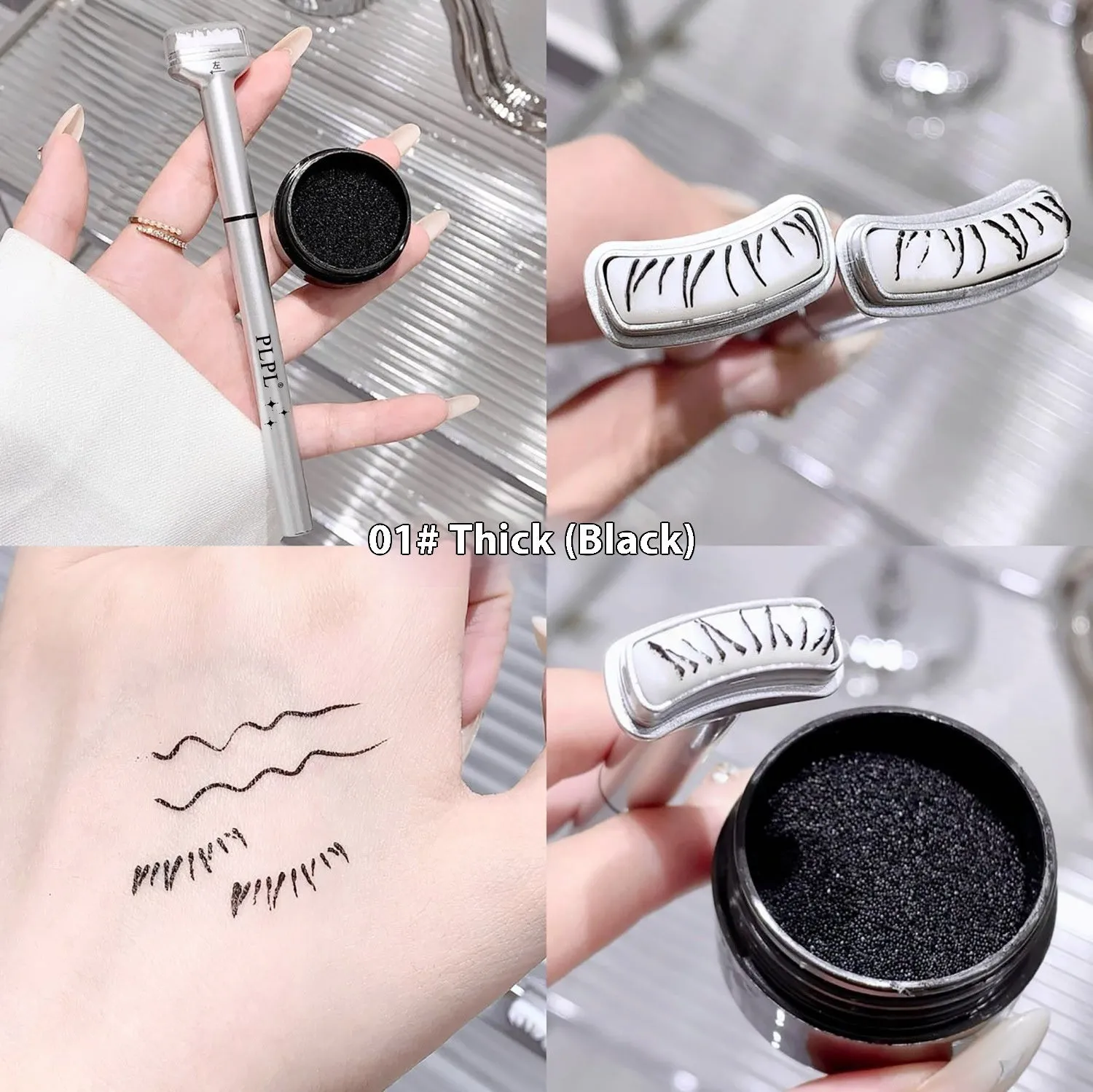 Double-headed waterproof eyeliner in thick black and brown with quick-drying two-in-one design