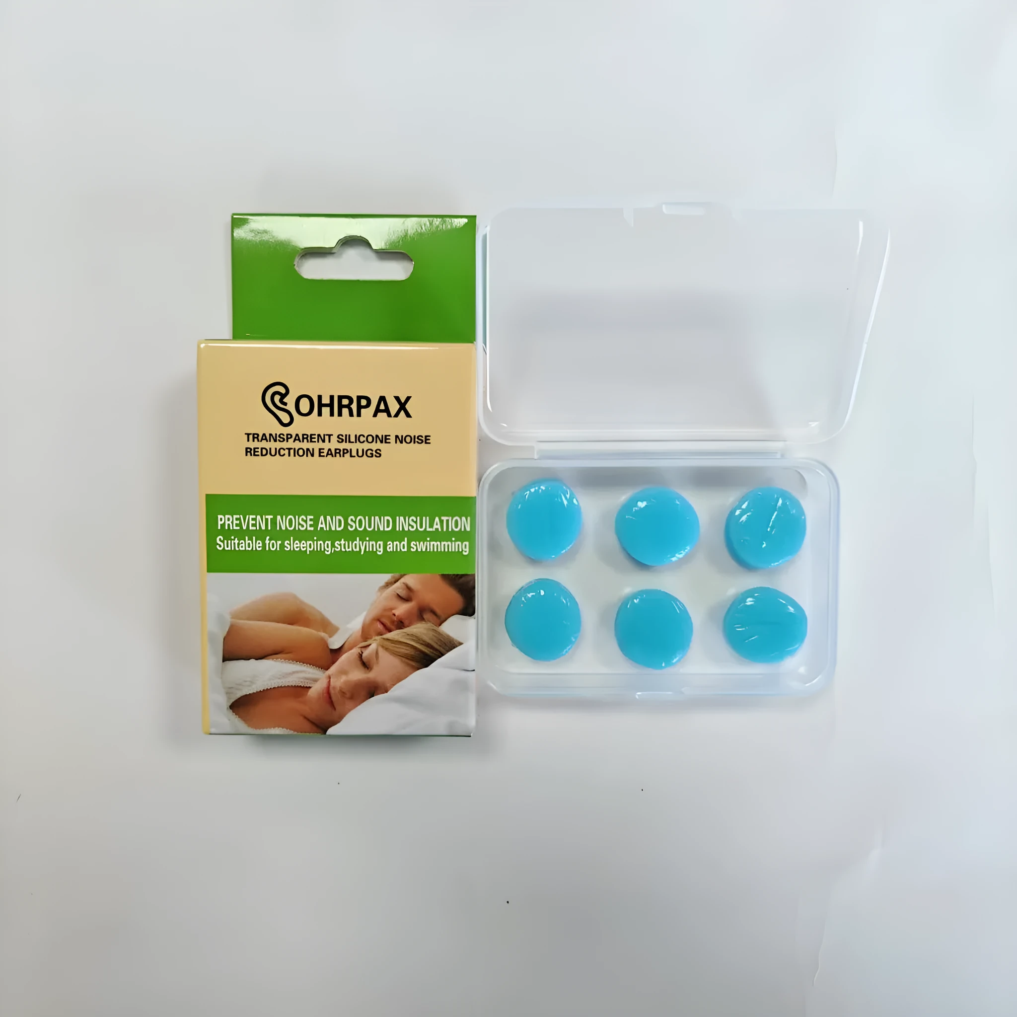 Soundproof silicone earplugs for sleep anti-noise ladies in blue pack of 3 pairs