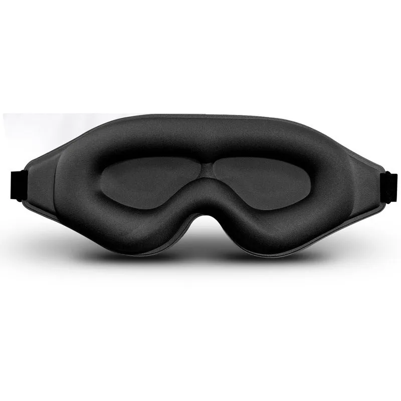 3D shading eye mask in black with polyester memory foam padding and solid colour finish