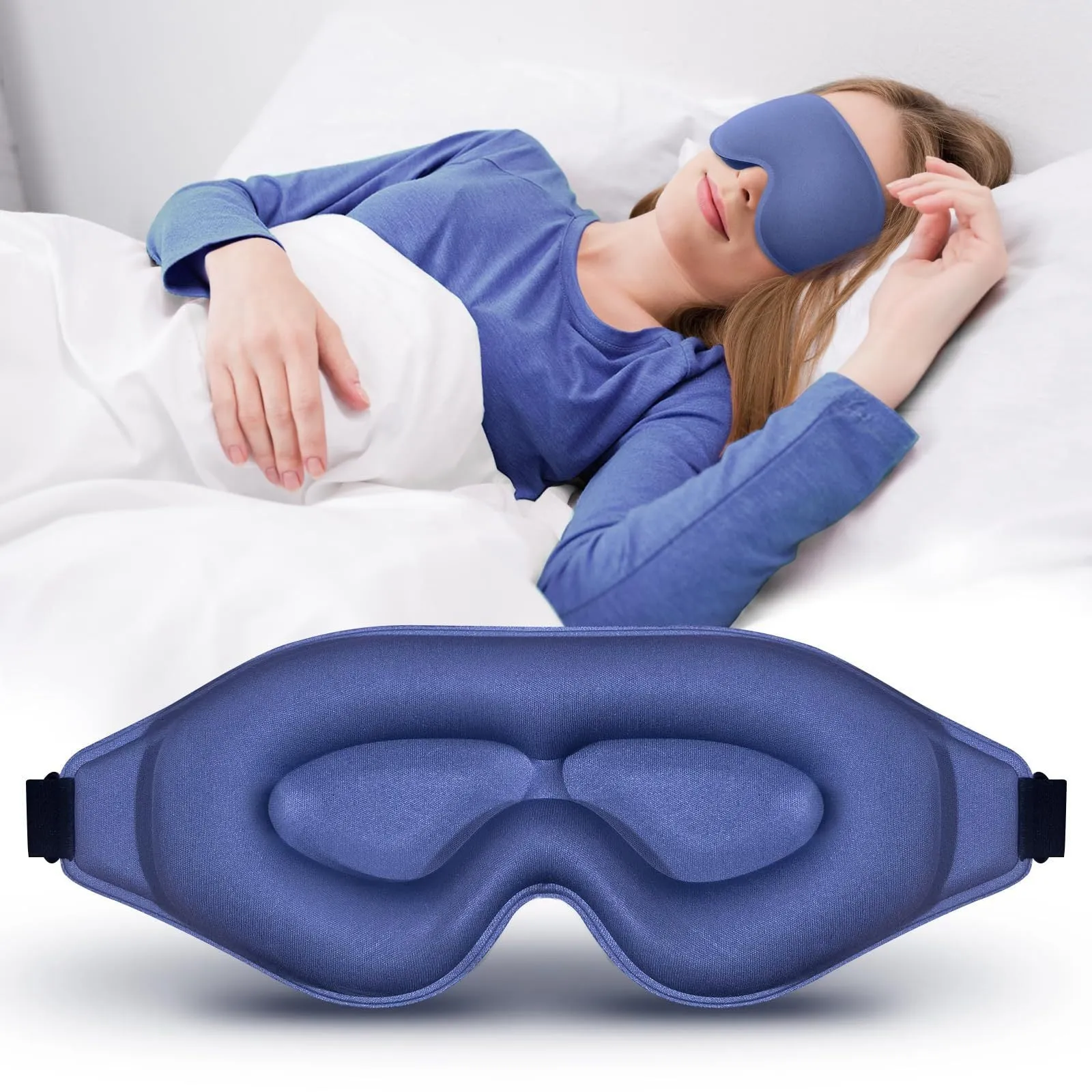 3D shading eye mask in black with polyester memory foam padding and solid colour finish