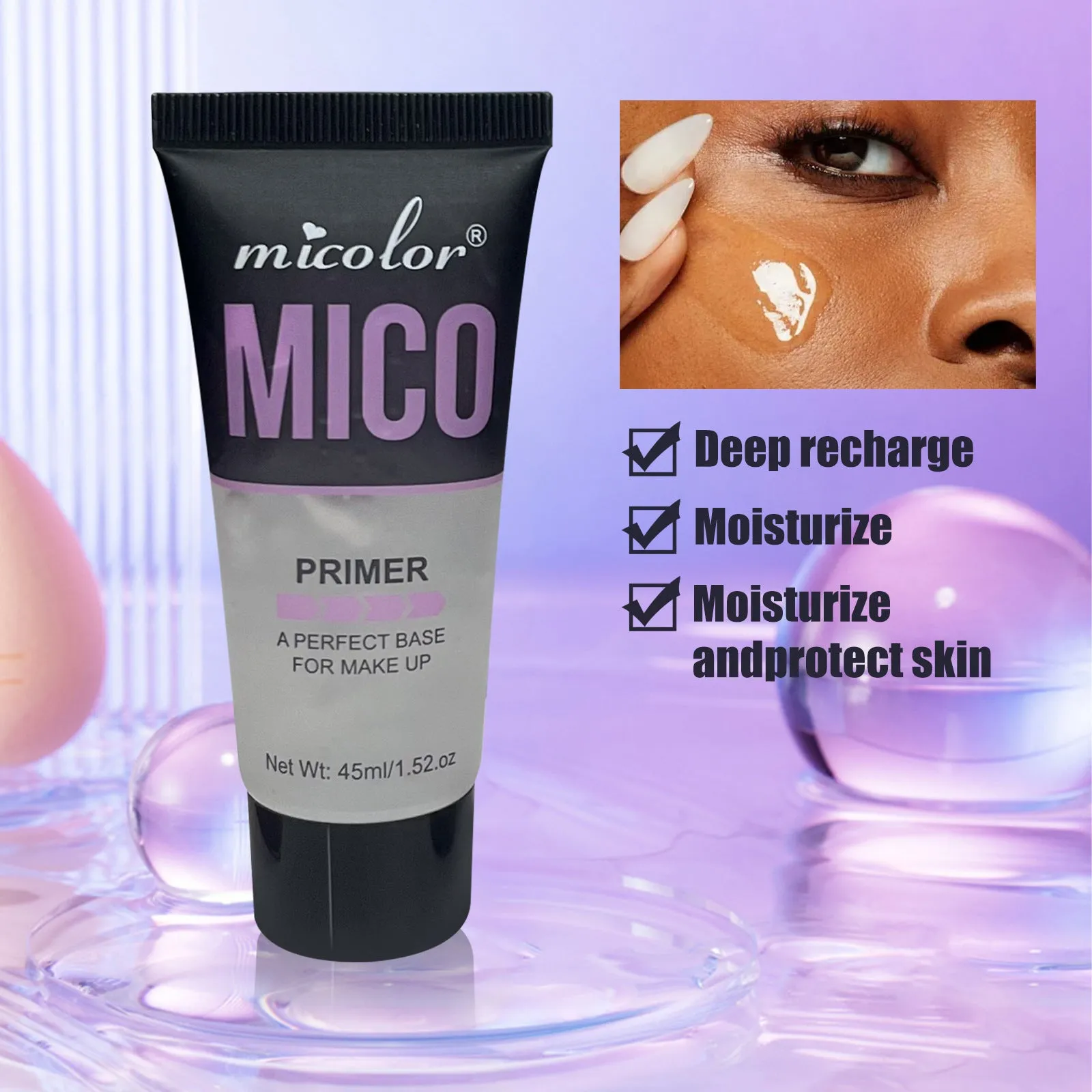 Makeup primer and finishing spray set with 45ml pre makeup lotion and 40ml final sealer spray