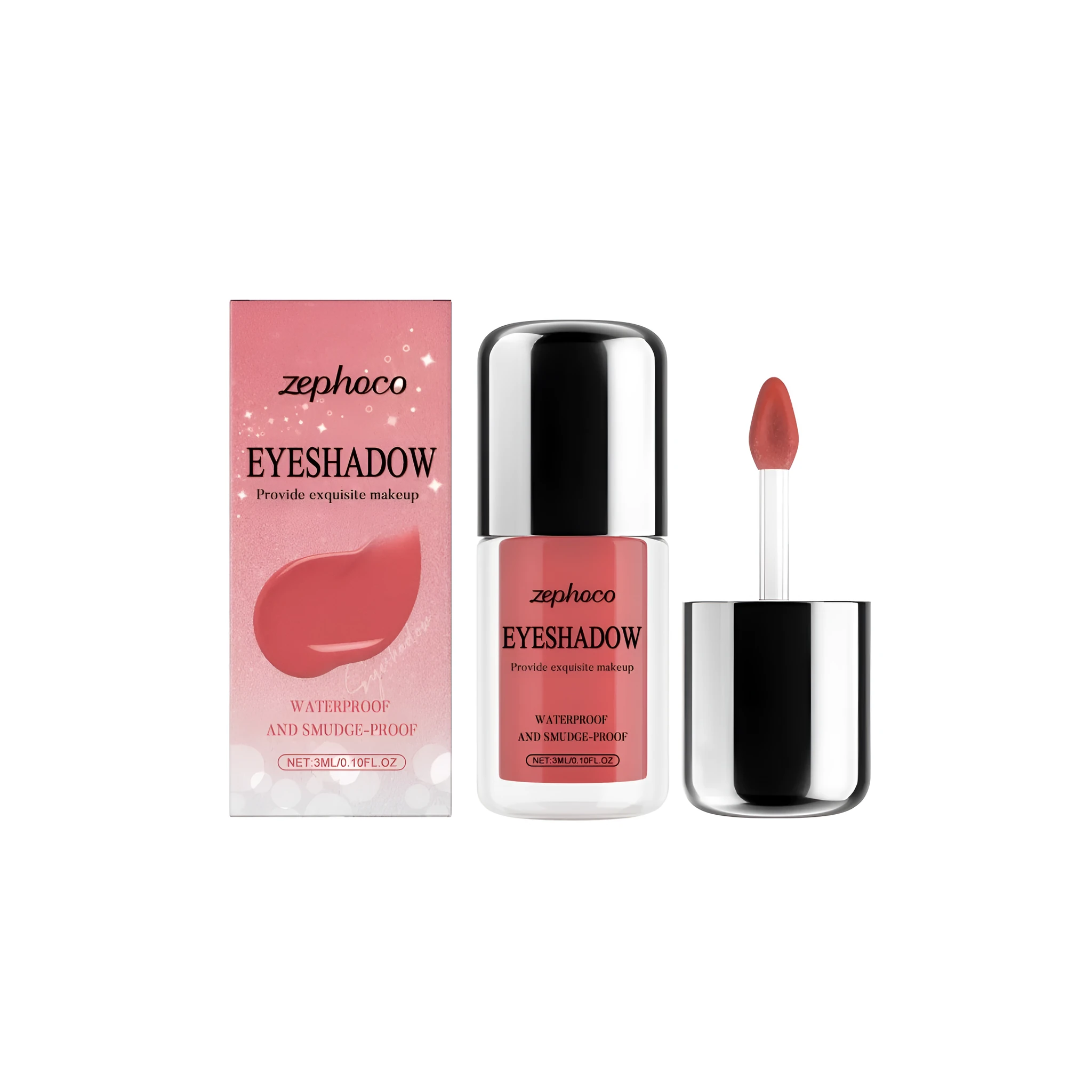 Glitter Peach Powder Liquid Eye Shadow in five shades deep pink gold peach pink red wine red with shimmer finish