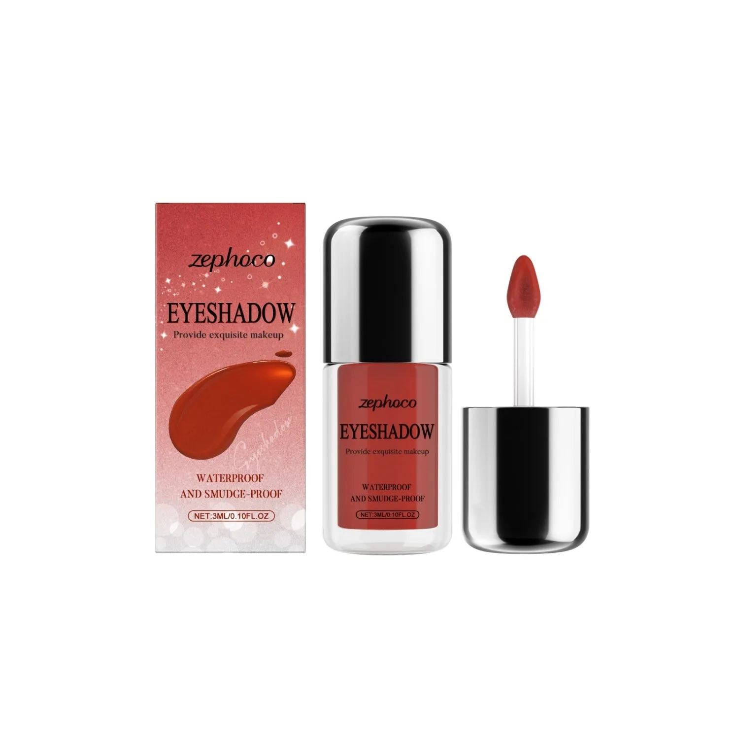 Glitter Peach Powder Liquid Eye Shadow in five shades deep pink gold peach pink red wine red with shimmer finish