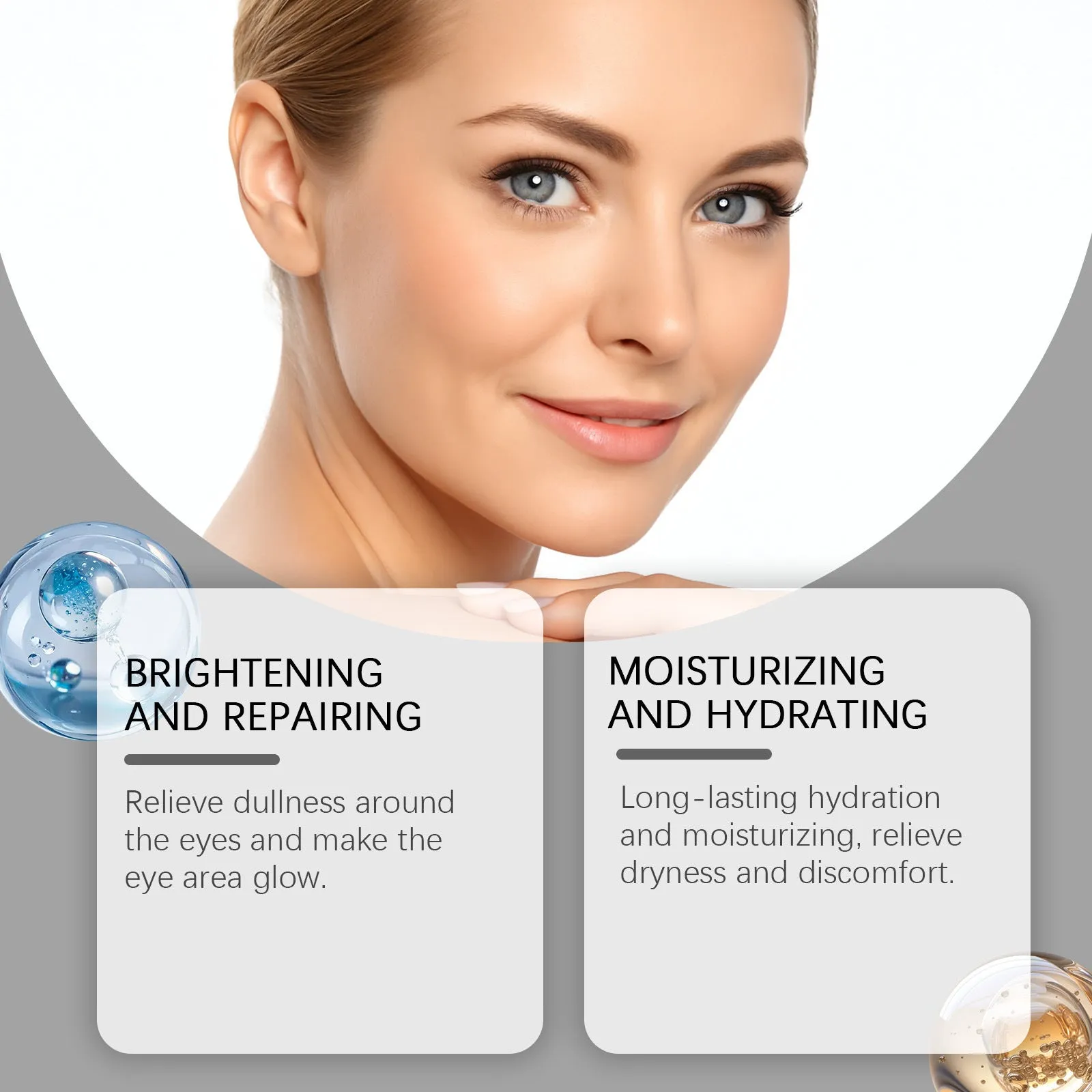 Eye firming liquid roll-on bottle with 10ml capacity, featuring frankincense and castor oil