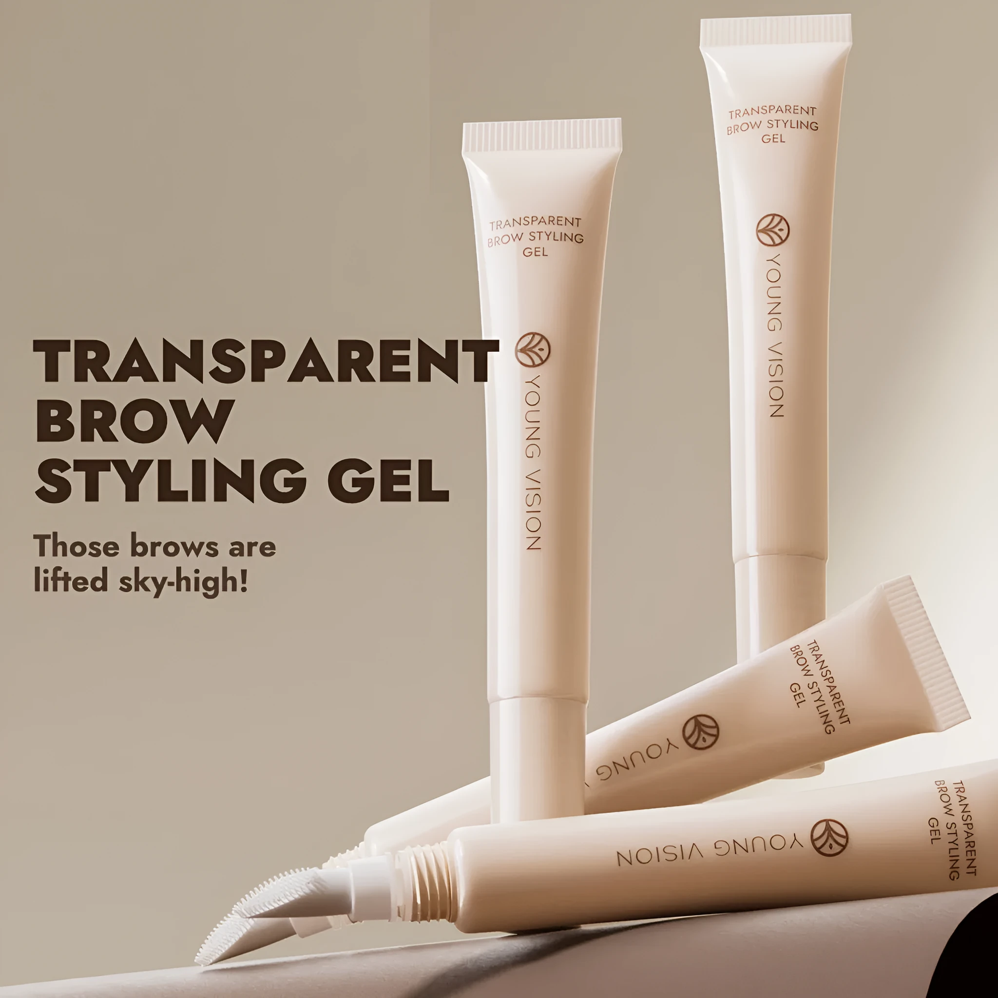 Transparent eyebrow gel in tube with silicone brush head, 10g net content
