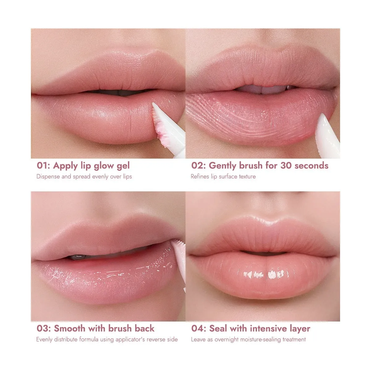 Hose Lip Balm with silicone brush head, 10g, for neutral dry mixed skin types