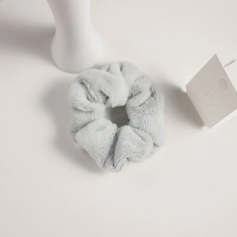 Girly cute plush large intestine hair tie in vintage geometry style, available in 9 colours including black and pink