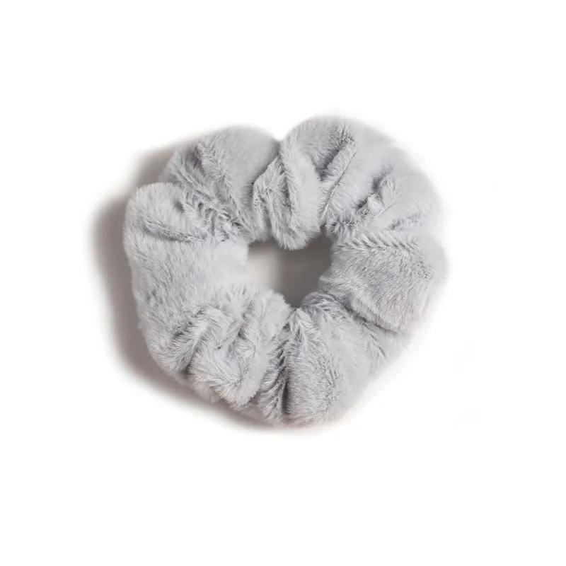 Girly cute plush large intestine hair tie in vintage geometry style, available in 9 colours including black and pink