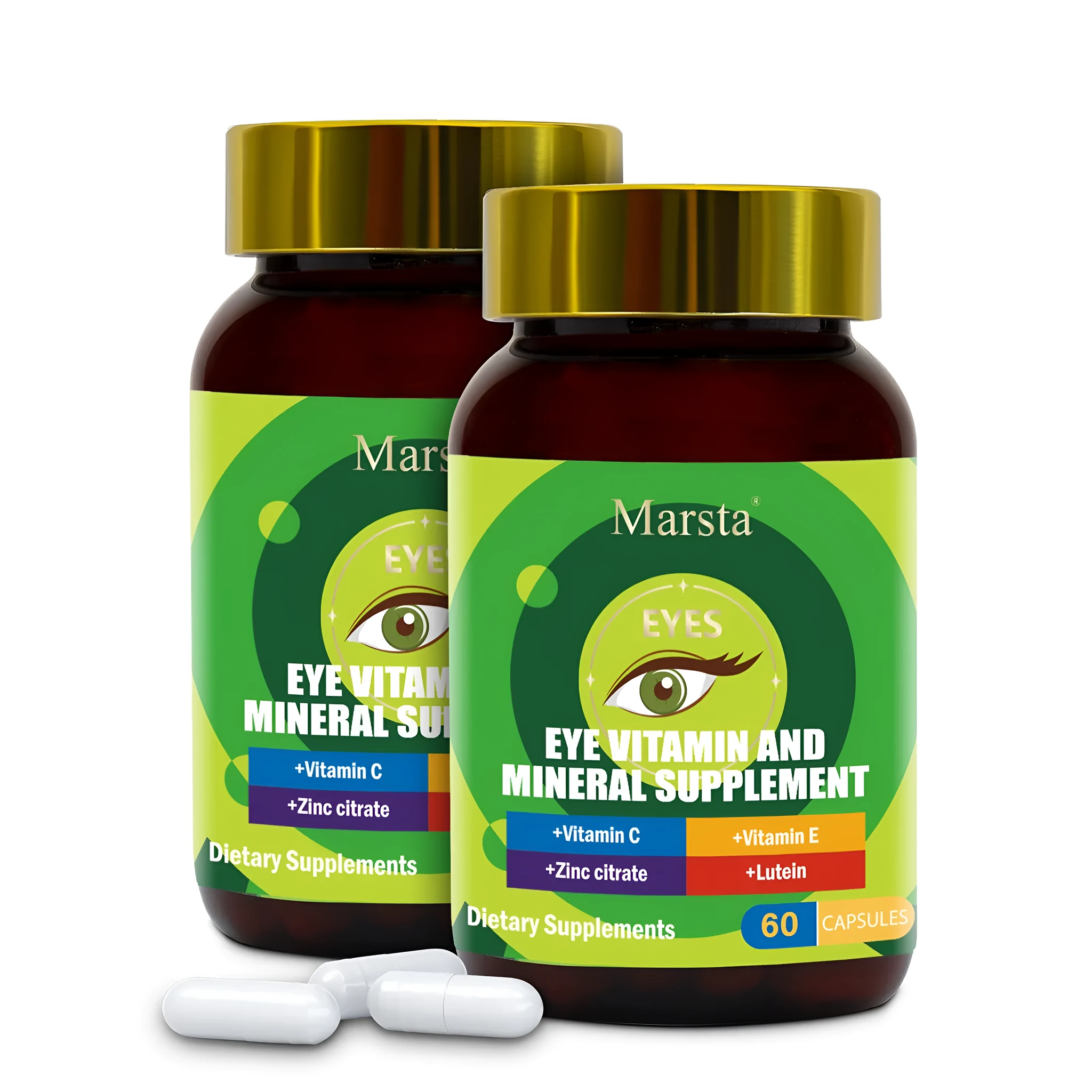 Eye vitamin and mineral supplements 750mg 60 tablets bottle packaging