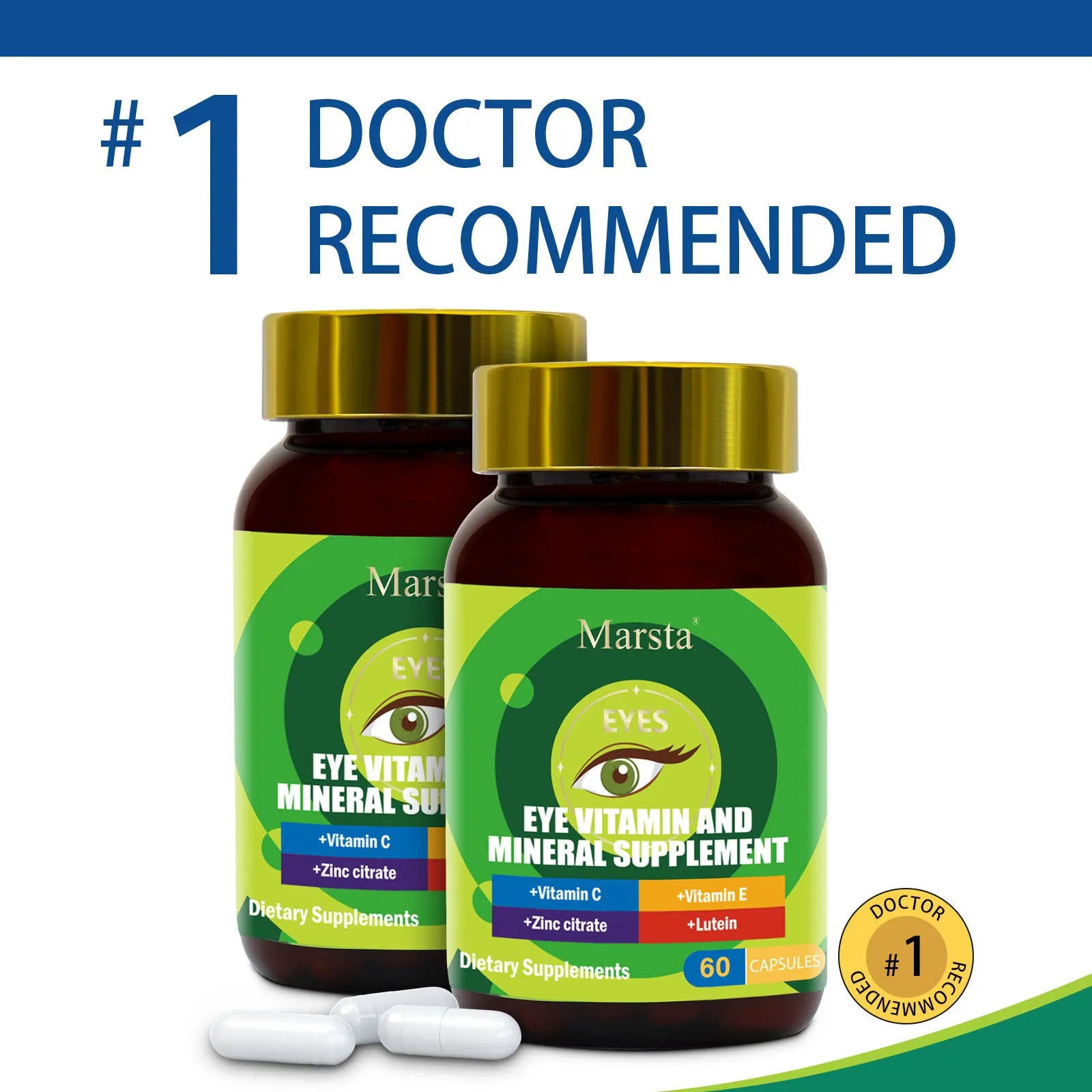 Eye vitamin and mineral supplements 750mg 60 tablets bottle packaging