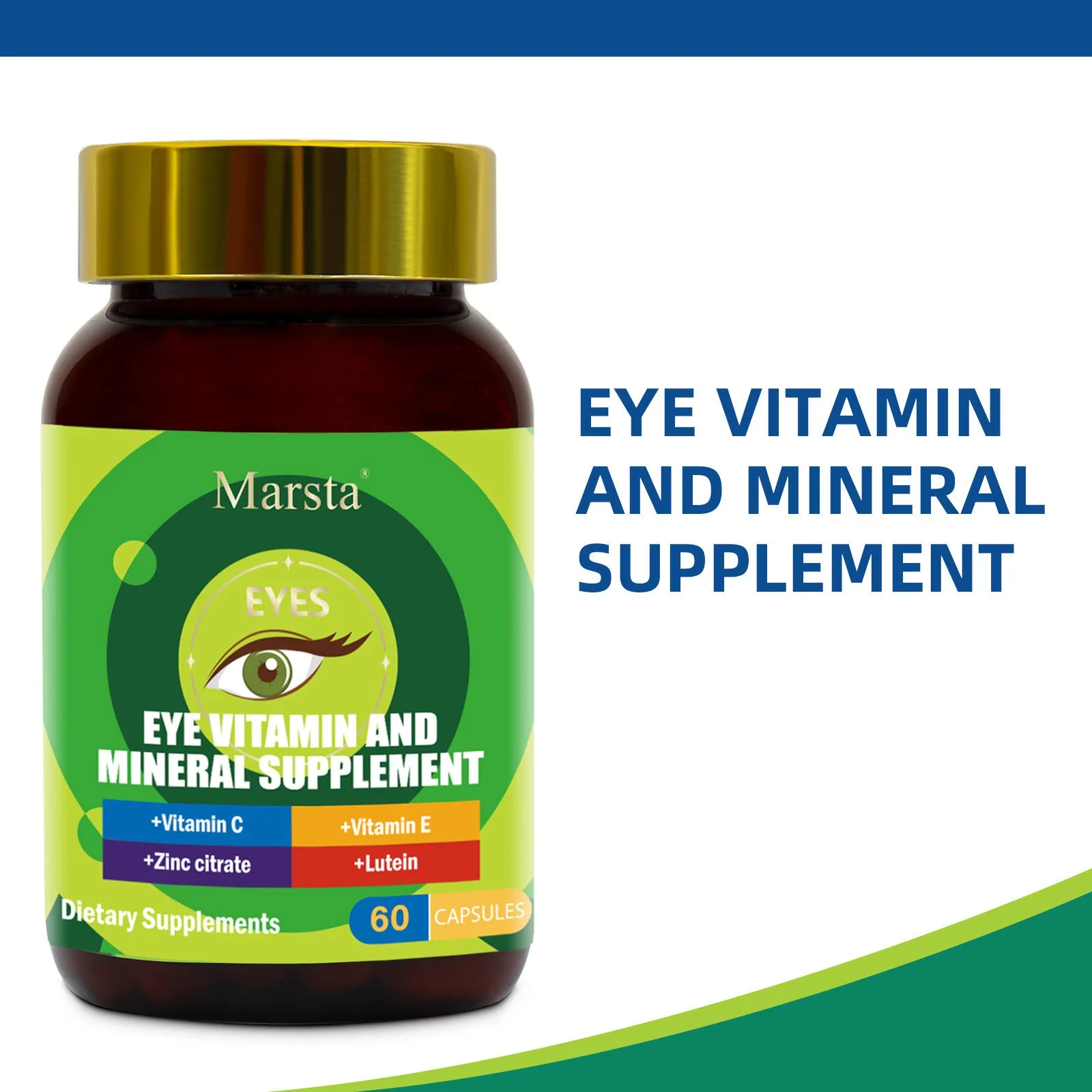 Eye vitamin and mineral supplements 750mg 60 tablets bottle packaging