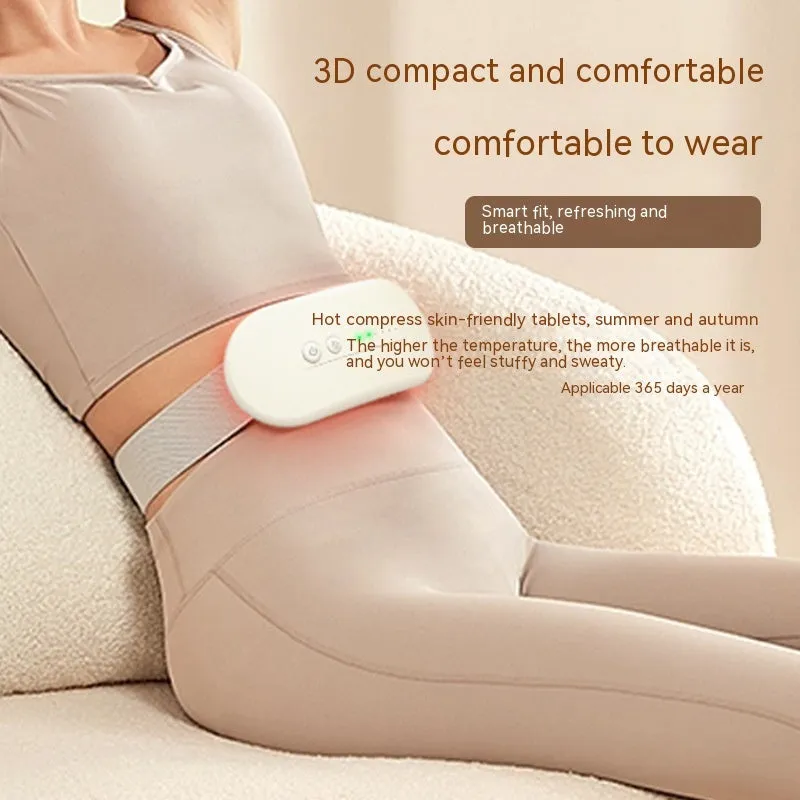 Battery-powered abdominal massager in creamy white with adapter cable and three colour options