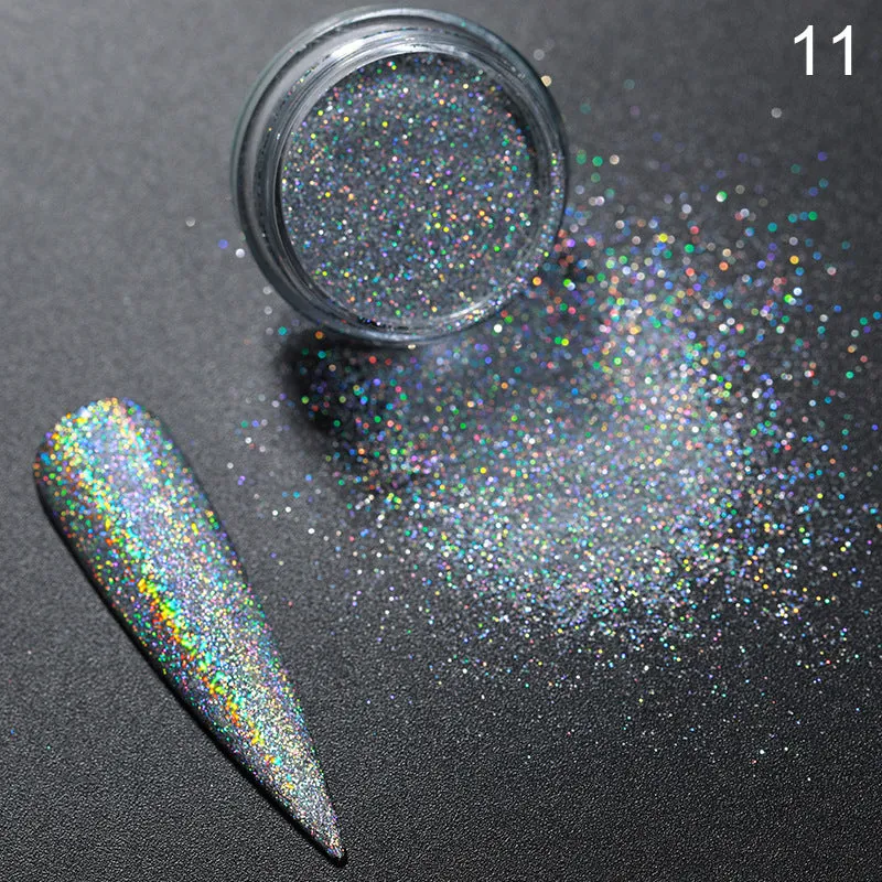 Aurora Magic Nail Powder glitter in laser gradient colours for nail art decoration