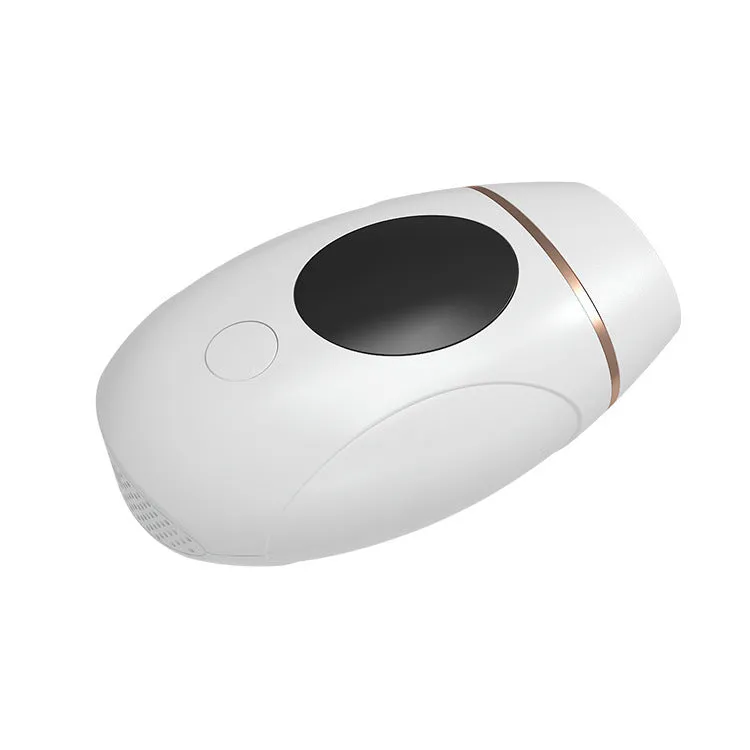Green laser hair removal device with 900,000 flashes, power adapter, and English manual on white background