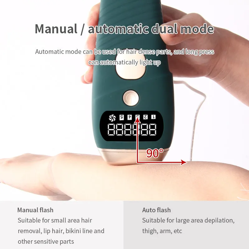 Green women IPL painless laser epilator with 590nm wavelength and 500,000 flashes