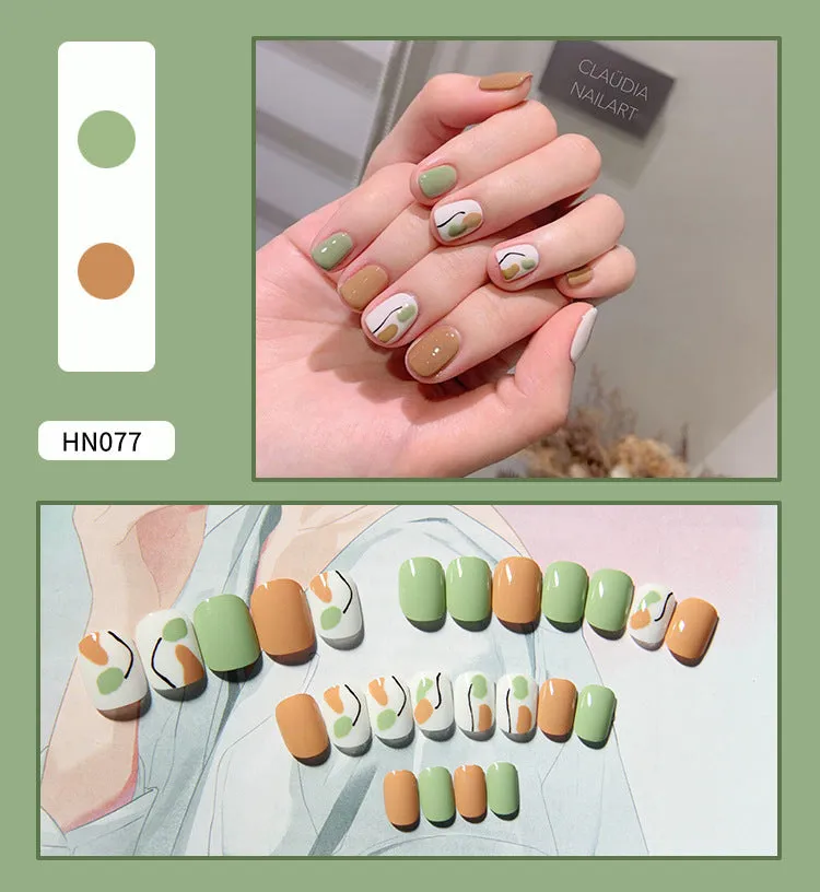 Box of 24 finished fake nail patches with glue delivery in multiple colour options