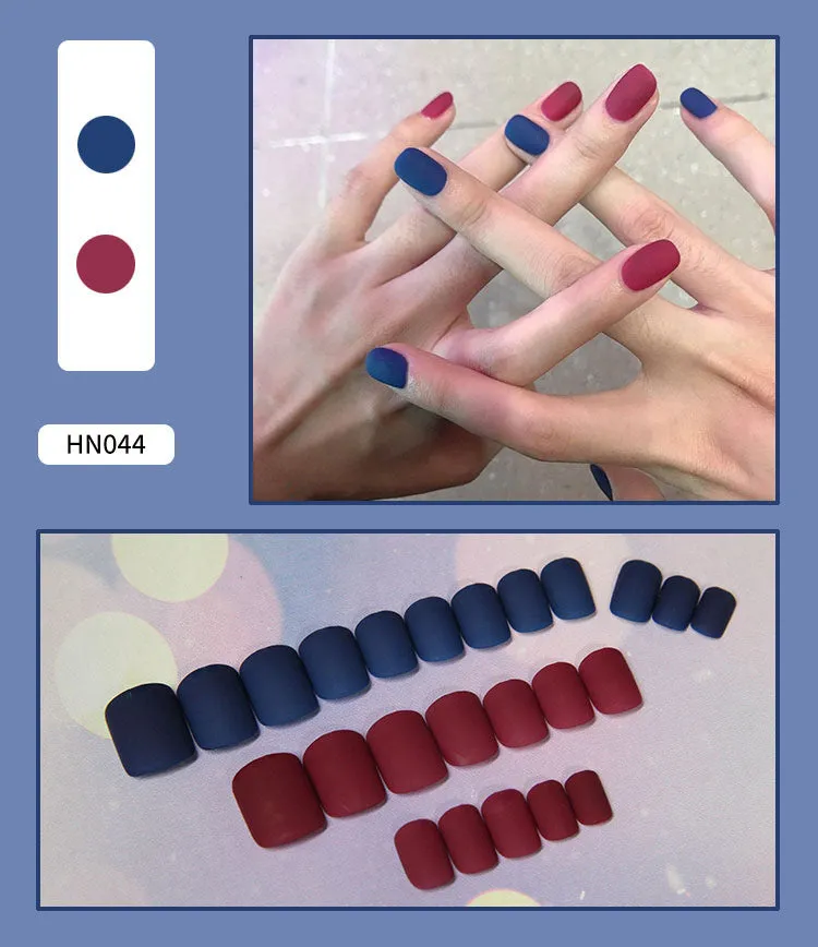 Box of 24 finished fake nail patches with glue delivery in multiple colour options