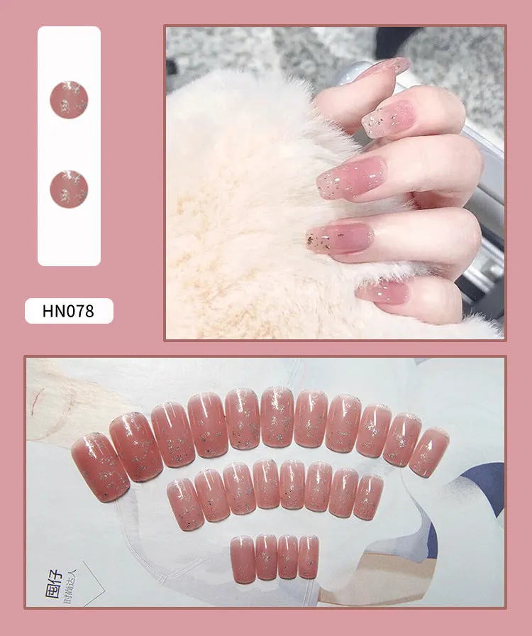 Box of 24 finished fake nail patches with glue delivery in multiple colour options