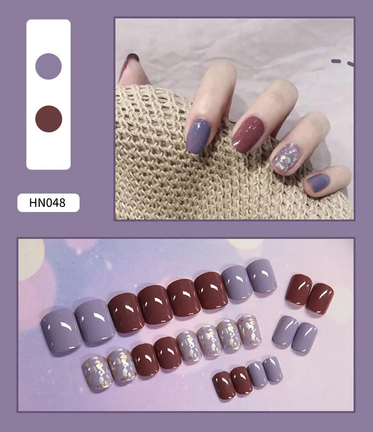 Box of 24 finished fake nail patches with glue delivery in multiple colour options