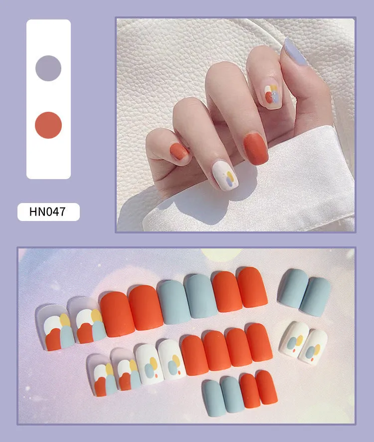 Box of 24 finished fake nail patches with glue delivery in multiple colour options